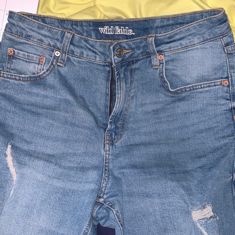 Ripped high rise mom jeans
